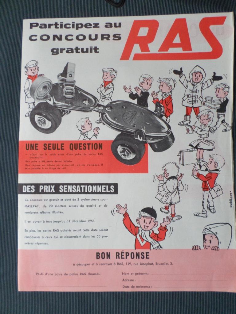 RAS - publicité - supplément journal tintin - 1958, Enlèvement ou Envoi, Utilisé, Autres types