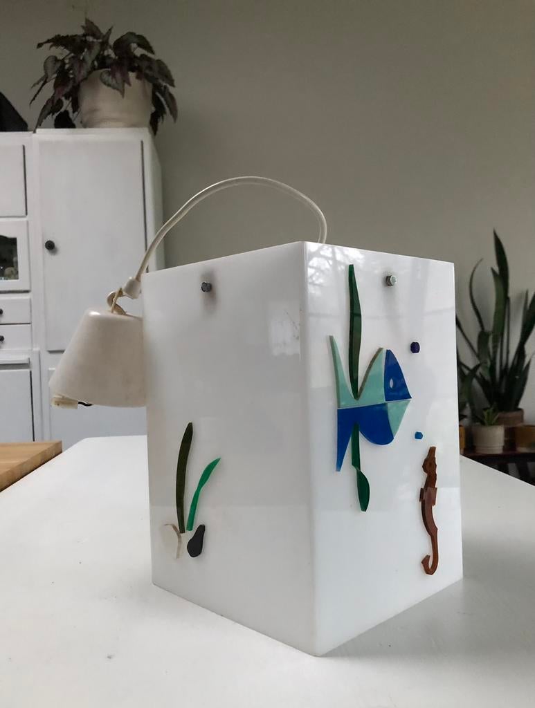 lampe suspendue carrée vintage des années 70, Enlèvement ou Envoi, Maison et Meubles