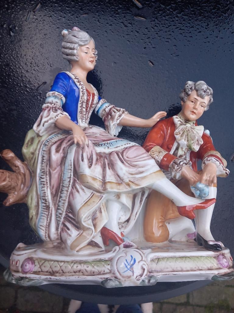 Set Duitse porseleinen beelden,Rococo stijl, handbeschilderd, Ophalen
