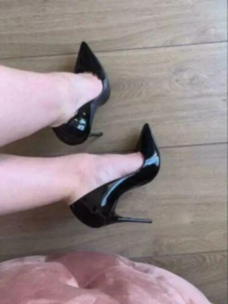 Livraison gratuite sexy noir soirée gala talons brevetés 39, Chaussures à haut talons, Comme neuf, Noir, Envoi