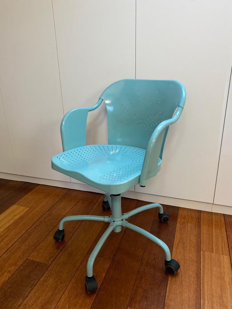 Chaise de bureau IKEA - ROBERGET "office chair" en métal, Enlèvement, Comme neuf, Bleu, Chaise de bureau