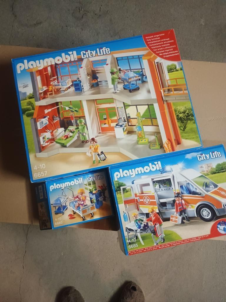 Playmobil sets 'ziekenhuis, ambulance en kraamkamer', Enlèvement ou Envoi, Comme neuf, Ensemble complet