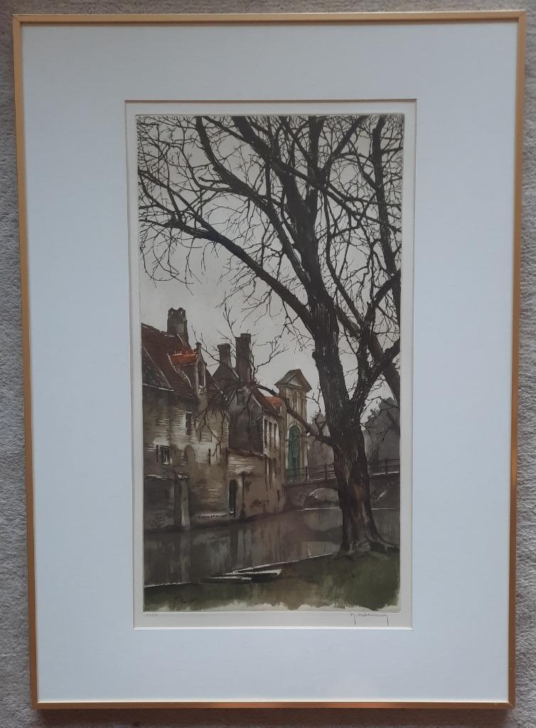 9 gekleurde etsen van Roger Hebbelinck, mooie kaders, Antiek en Kunst, Kunst | Etsen en Gravures, Ophalen of Verzenden