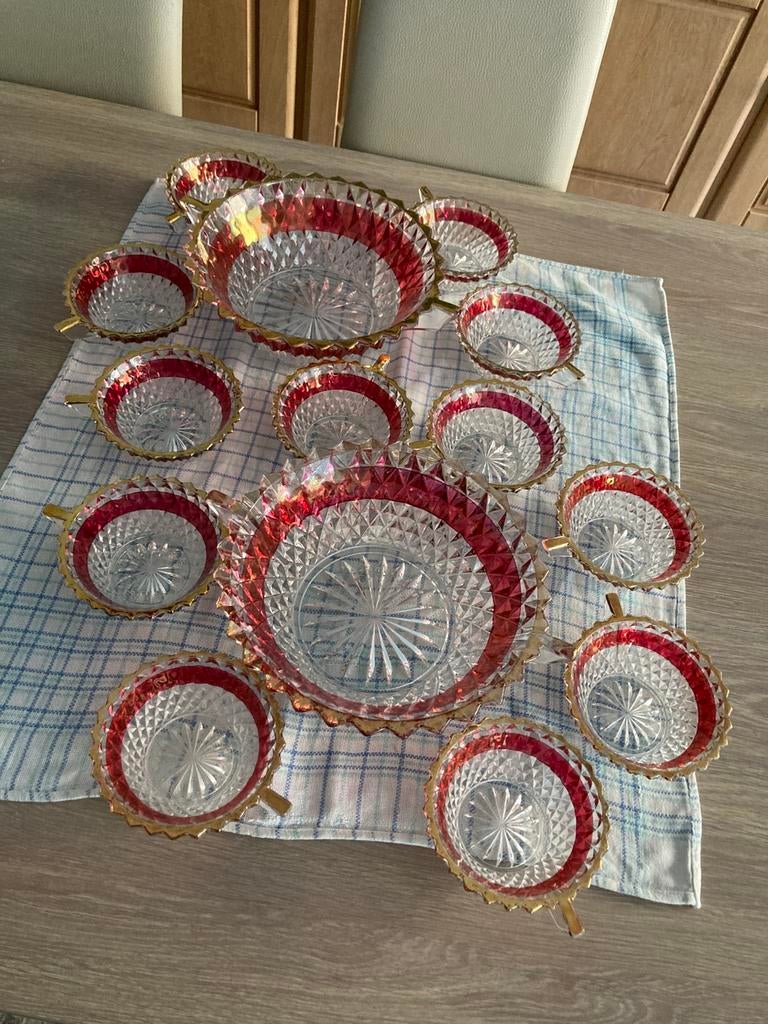 2 Antieken Lubiana art deco dessertserviesen Italië, Ophalen of Verzenden