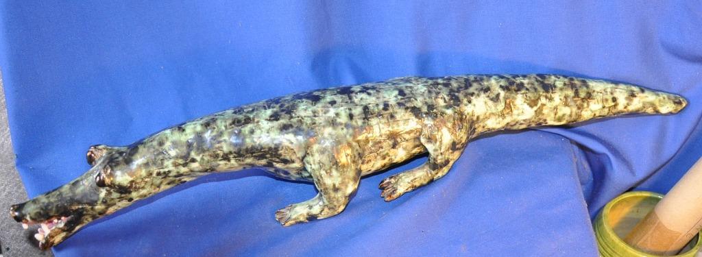crocodile faience ou terre cuite chamaré, Antiquités & Art, Art | Sculptures & Bois, Enlèvement ou Envoi