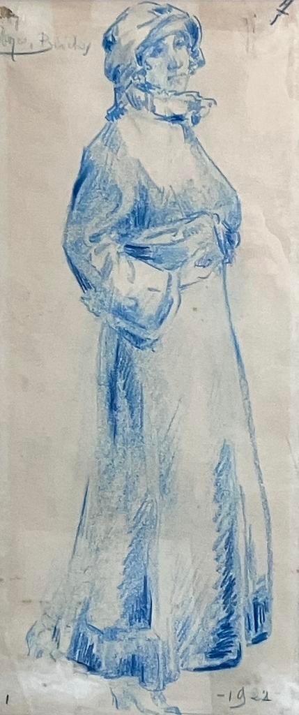Blauwe pasteltekening, anoniem, uit 1922, Antiek en Kunst, Ophalen of Verzenden
