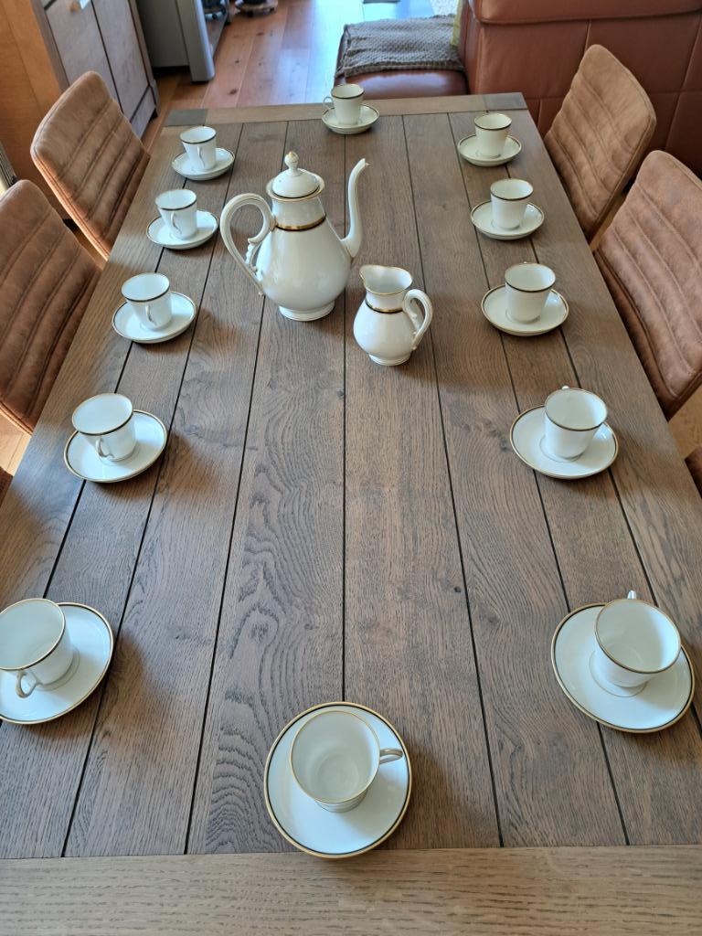retro 12-delig porseleinen koffieservies, Enlèvement, Utilisé, Autres styles, Porcelaine