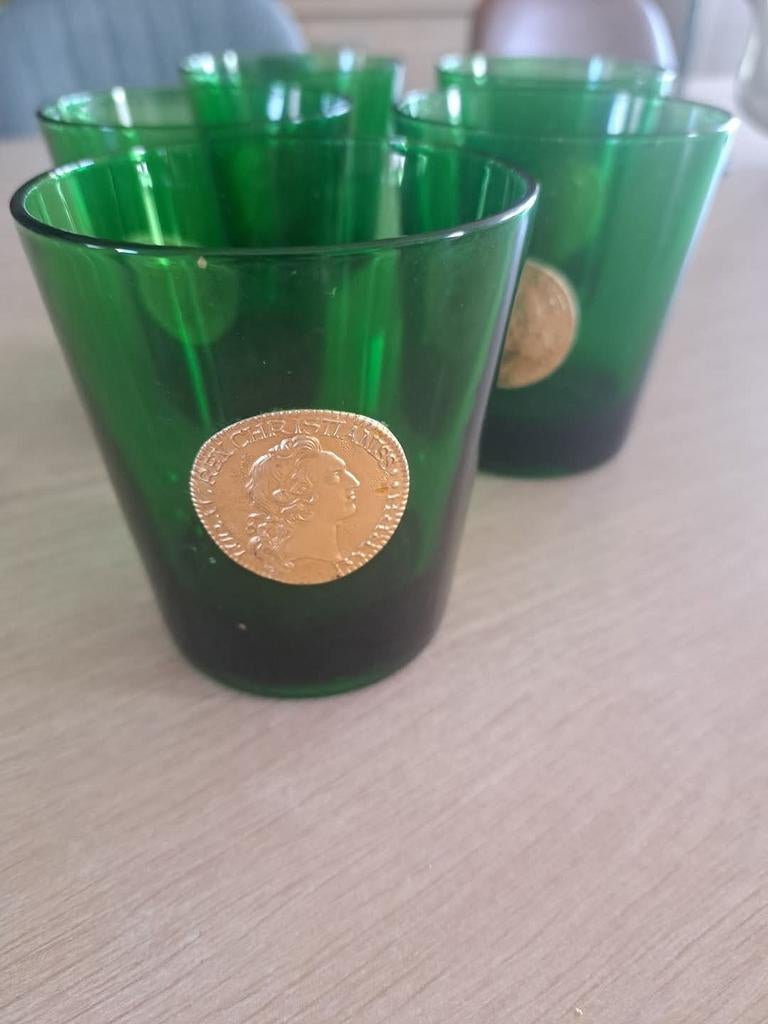 Lot de 11 verres vintage colorés, Ophalen of Verzenden