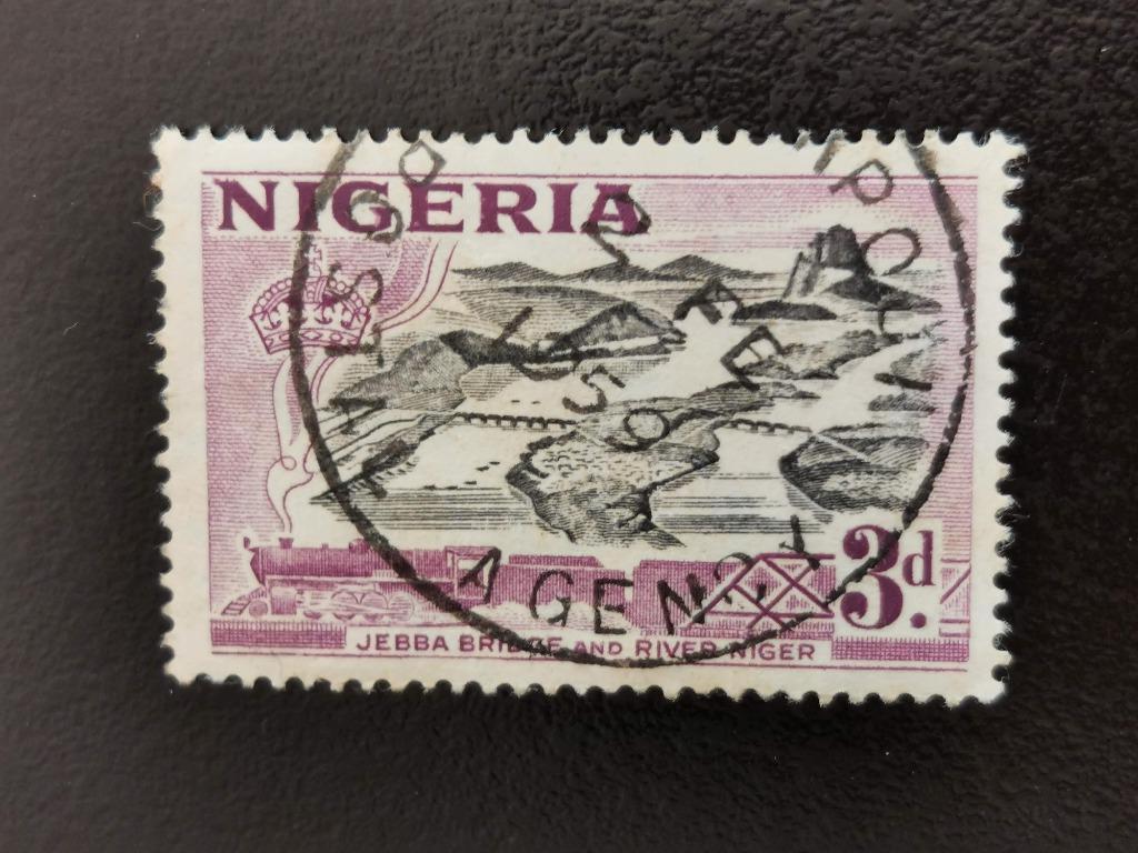 Nigeria 1953 - river Niger met brug, Postzegels en Munten, Postzegels | Afrika, Ophalen of Verzenden, Nigeria, Gestempeld