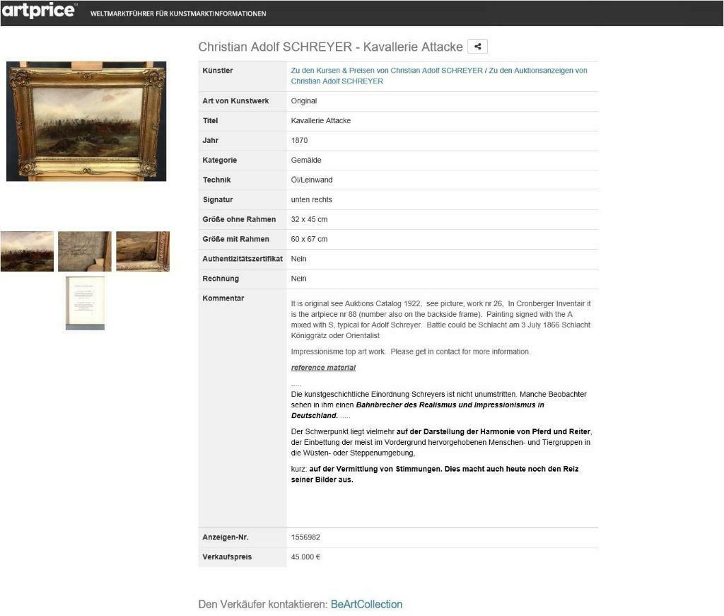 schilderij ref 110 adolf schreyer a 45000 €, Ophalen