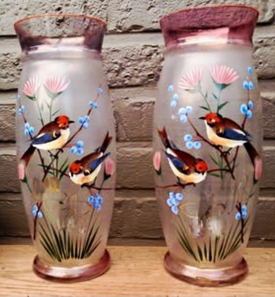 Art deco ,handgeschilderde glazen vazen, Ophalen