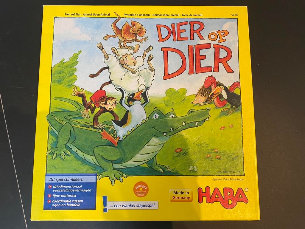 HABA Dier op dier stapelspel 🐊🐑🐒🐍, Hobby en Vrije tijd, Ophalen of Verzenden, Zo goed als nieuw