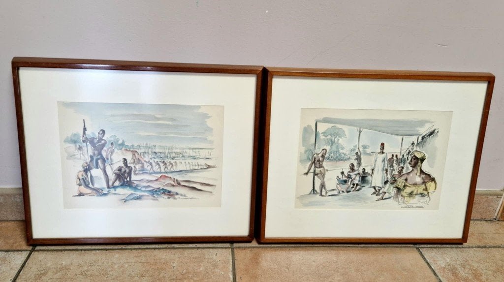 Lot de 2 aquarelles, Paul DAXHELET 1905-1993, Antiquités & Art, Enlèvement ou Envoi