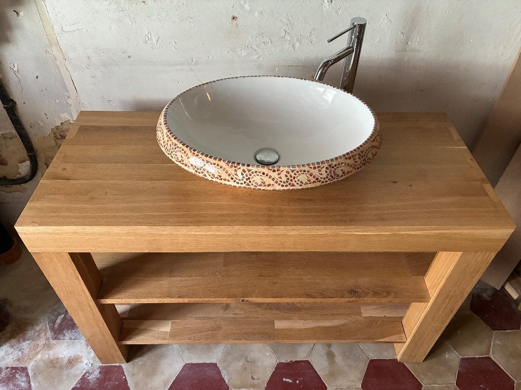 Meuble de salle de bain en bois avec lavabo et robinet, Lavabo ou Évier, Moins de 100 cm, 100 à 150 cm, Enlèvement