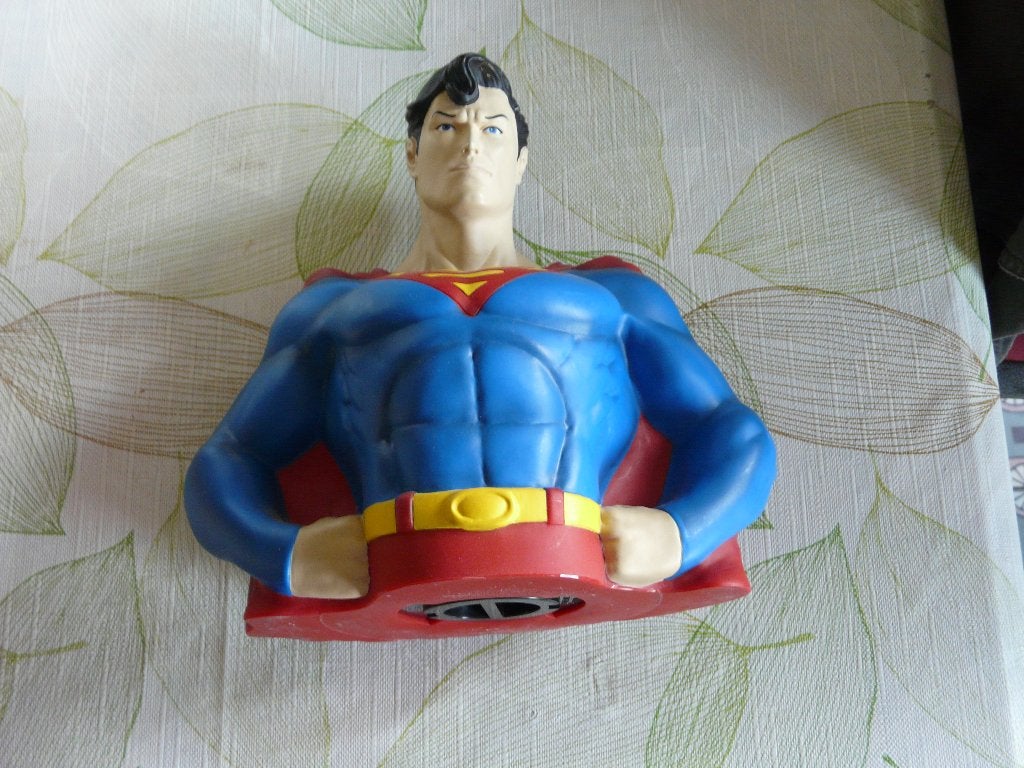 Superman spaarpot, Verzamelen, Ophalen of Verzenden, Zo goed als nieuw, Kunststof, Strip- of Tekenfilmfiguur