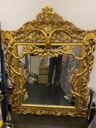 Miroir encadrement bois sculpte et doré, Antiquités & Art, Enlèvement