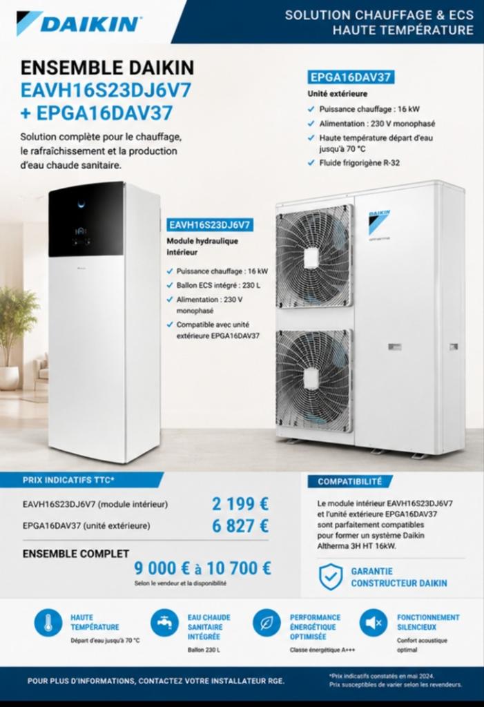 Pompe à chaleur daikin altherma 3 de 16kw neuve, Enlèvement