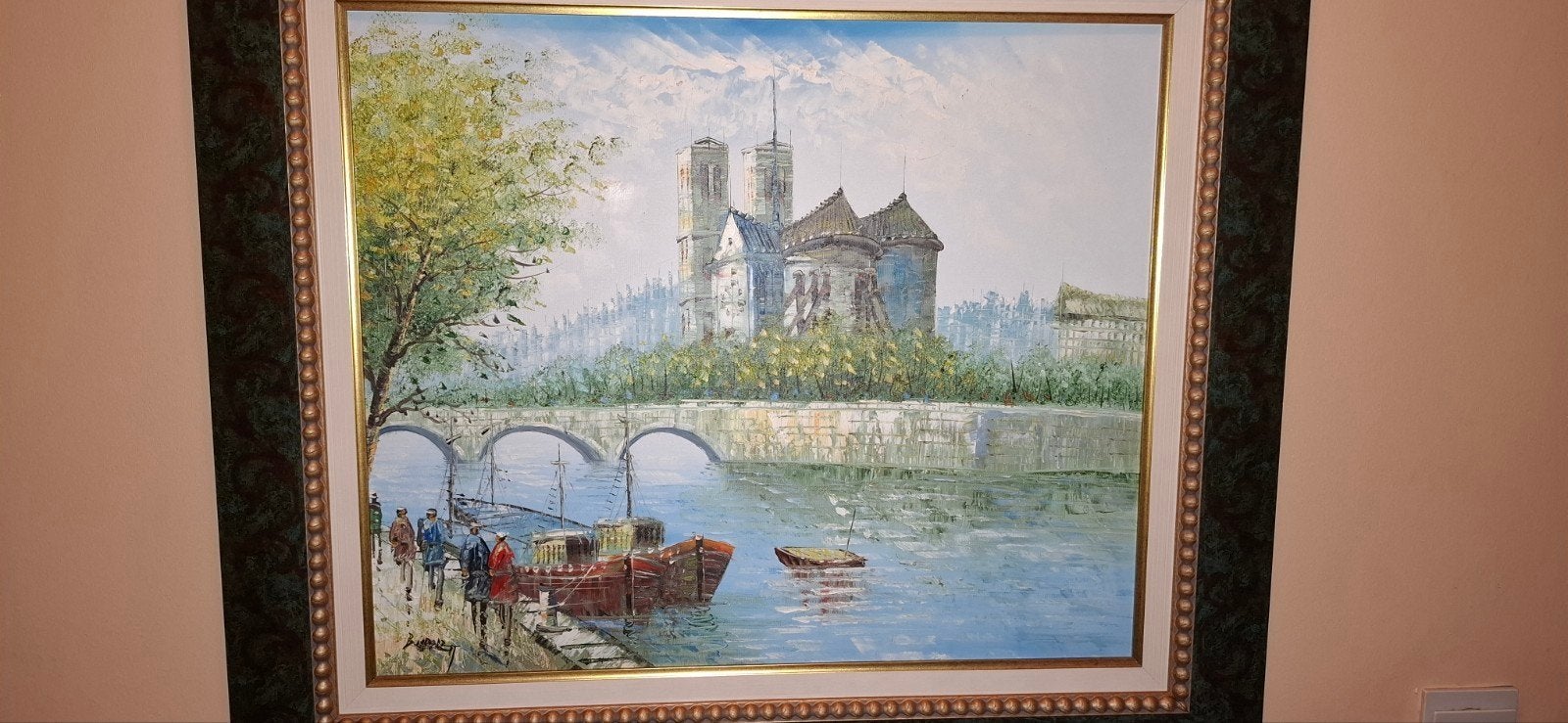 2 x groot schilderij Burnett, Antiek en Kunst, Ophalen, Bijzondere lijst, Doek, Olieverf