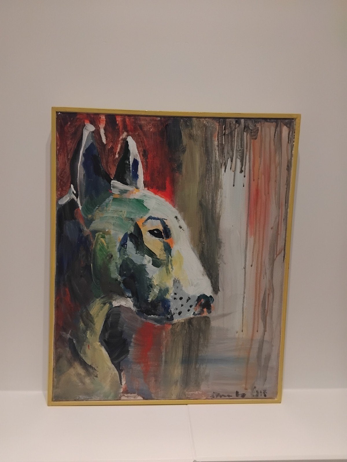 expressive portret BULLTERRIËR, Antiek en Kunst, Ophalen