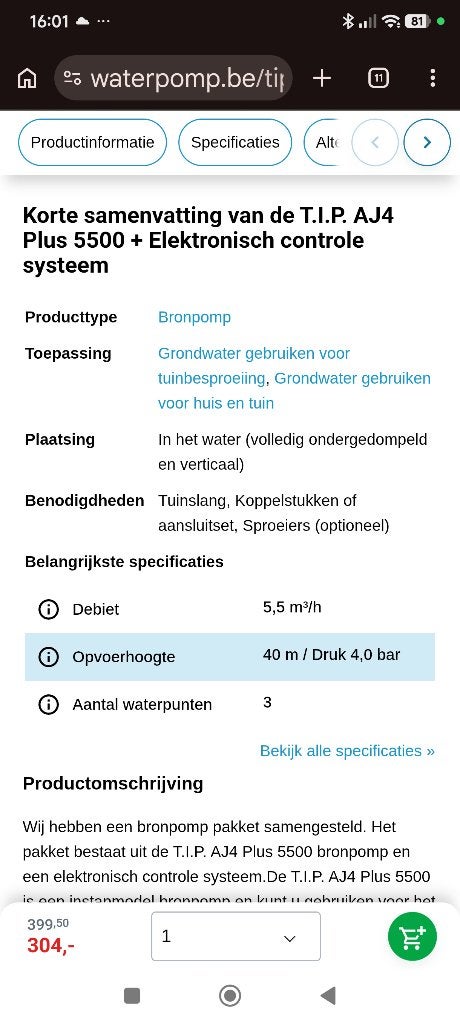 Bronpomp, Tuin en Terras, Ophalen, Zo goed als nieuw, Elektrisch, Bronpomp