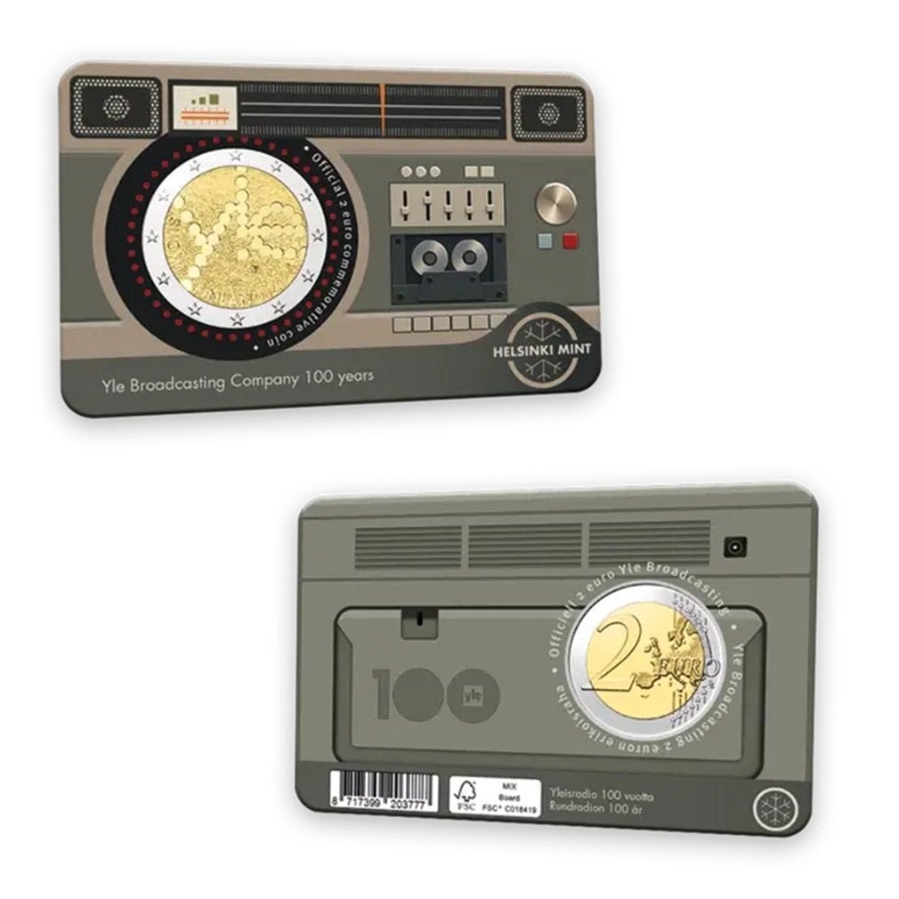 Finland 2026 - 2 euro in coincard - 100 jaar radio - Engels, Postzegels en Munten, Munten | Europa | Euromunten, Ophalen of Verzenden
