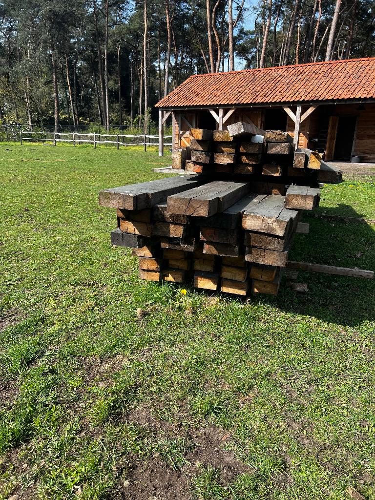 houten balken, Doe-het-zelf en Bouw, Hout en Planken, Gebruikt, Balk, Grenen, 300 cm of meer, 50 mm of meer, Ophalen