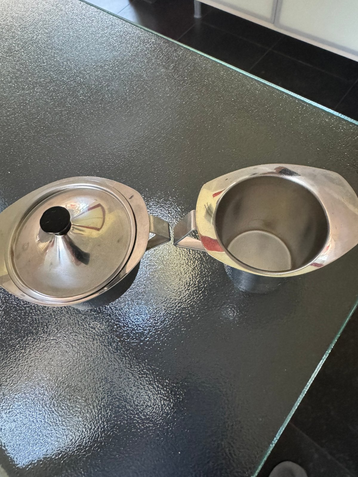 Melkkannetje en suikerpot, Ophalen of Verzenden, Zo goed als nieuw, Inox