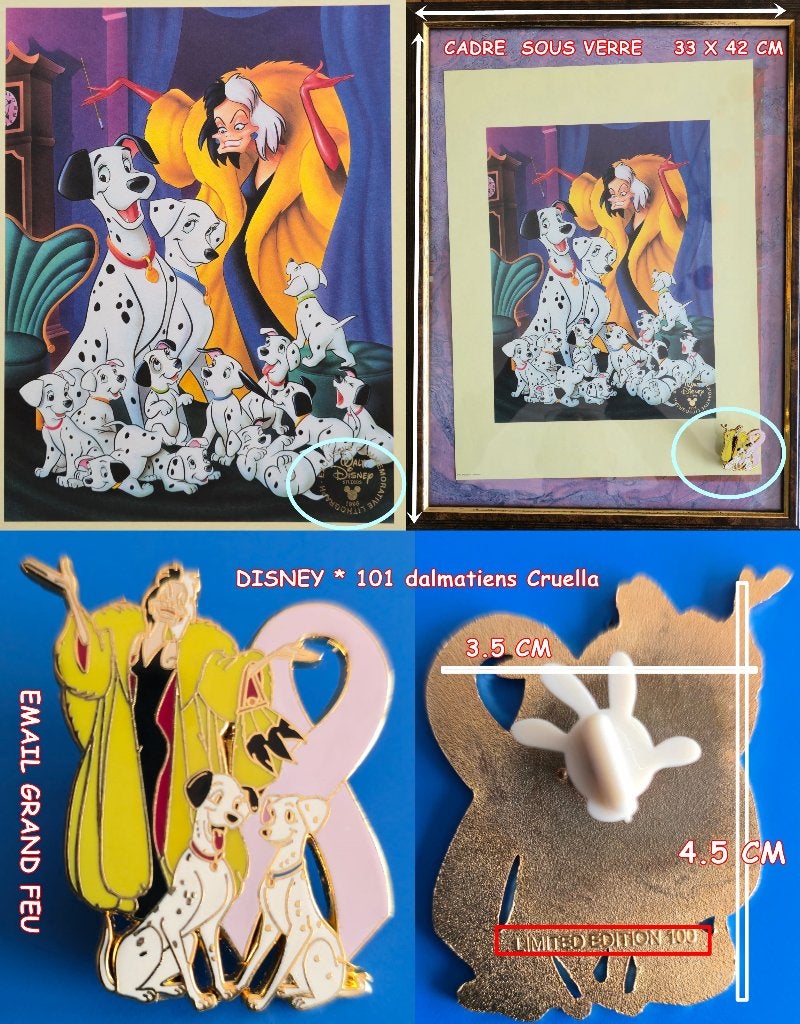1996- litho plus pins -Disney AVEC CADRE SOUS VERRE, Collections, Envoi, Comme neuf