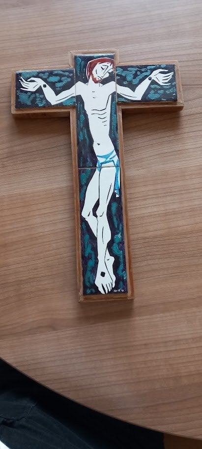 Antieke houten kruisbeeld., Ophalen of Verzenden