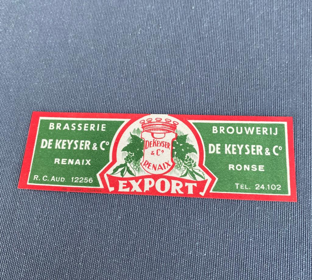 Oud bier etiket brouwerij DE KEYSER te RONSE, Ophalen of Verzenden, Zo goed als nieuw