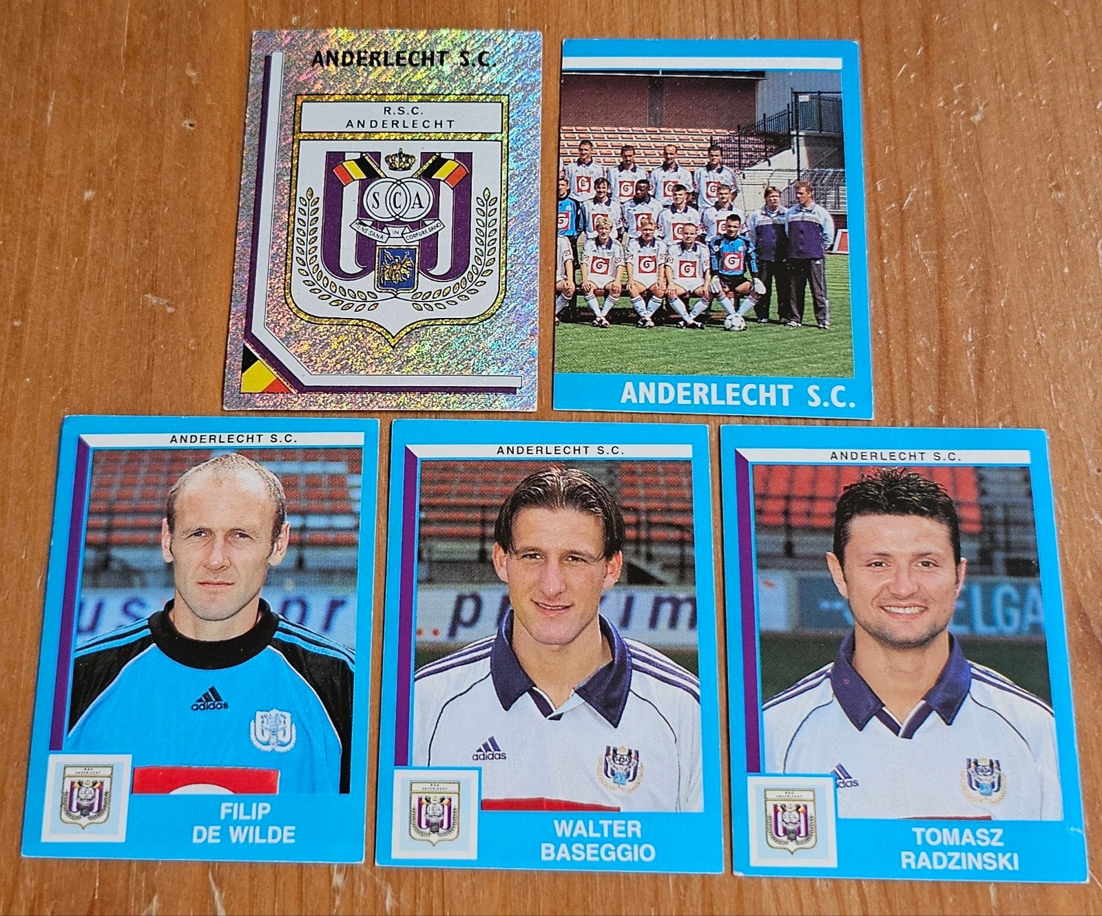 Panini Football 2000 5 SC Anderlecht Stickers Voetbal!, Ophalen of Verzenden, Zo goed als nieuw, Meerdere stickers