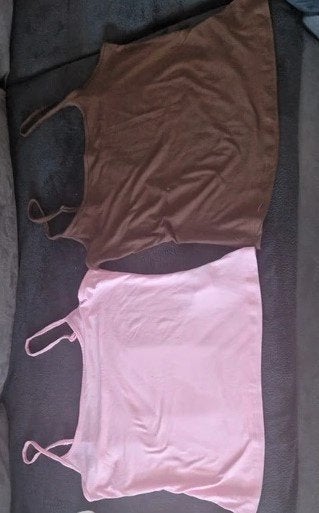 Shein : nieuw spaghettitopjes bruin - lichtroze topje mt L, Kleding | Dames, Topjes, Maat 42/44 (L), Nieuw, Ophalen of Verzenden