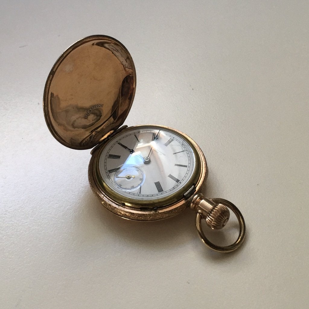 14k Roségold Filled Dames Zakhorloge, Handtassen en Accessoires, Verzenden, Goud, Zakhorloge, Voor 1900