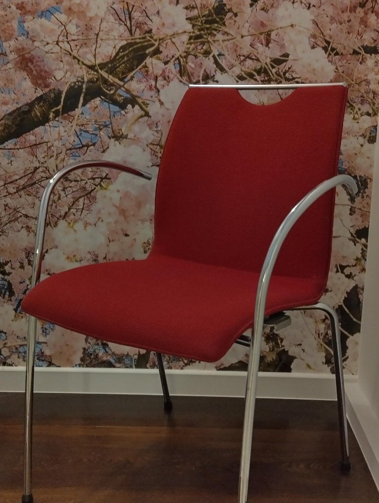Moderne stoelen fuchsia zitting, 6 stuks, Ophalen, Overige kleuren, Zo goed als nieuw, Modern
