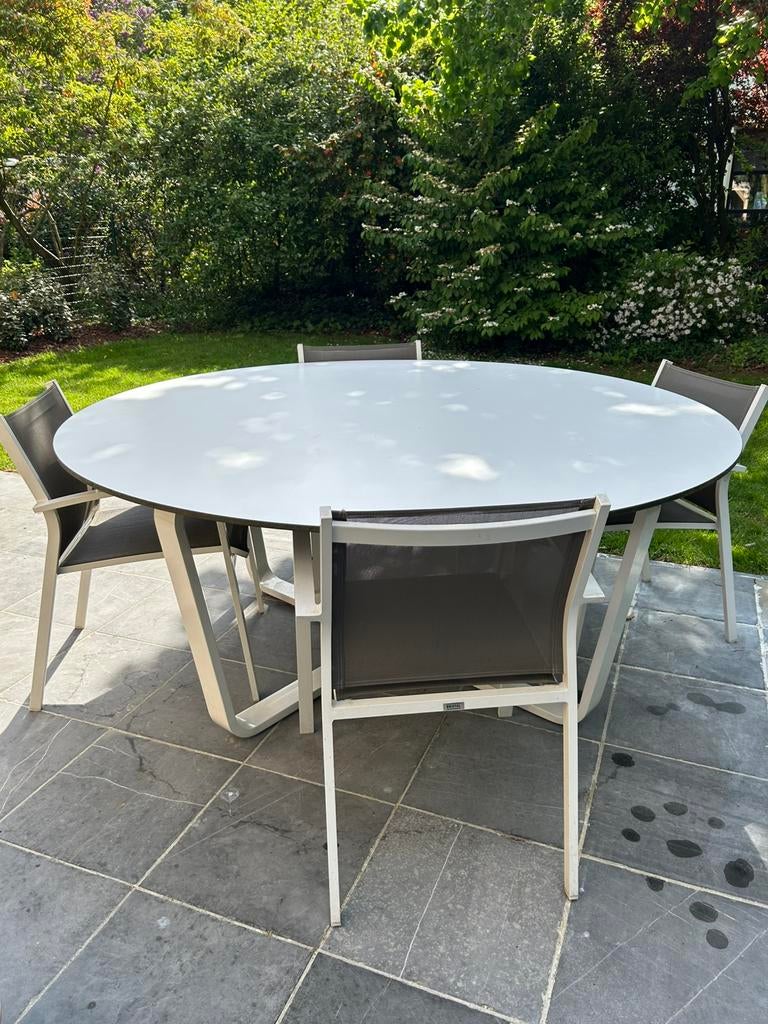 Bristol Tuintafel met 8 stoelen, Tuin en Terras, Tuintafels, Ophalen, Gebruikt, Rond, Kunststof