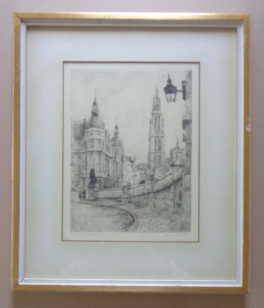 ROMAIN MALFLIET / ANTWERPEN / ZW-W ETS / 55x47cm / KADER, Antiquités & Art, Art | Lithographies & Sérigraphies, Numéroté, Enlèvement ou Envoi