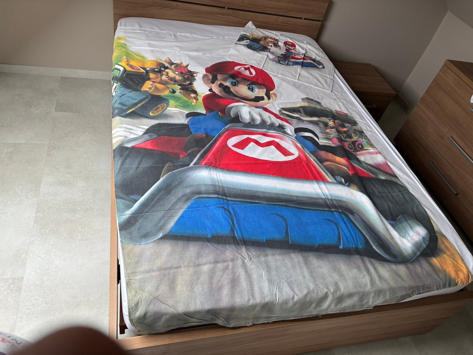 Dekbedovertrek Mario kart, Ophalen of Verzenden, Zo goed als nieuw, Dekbedovertrek