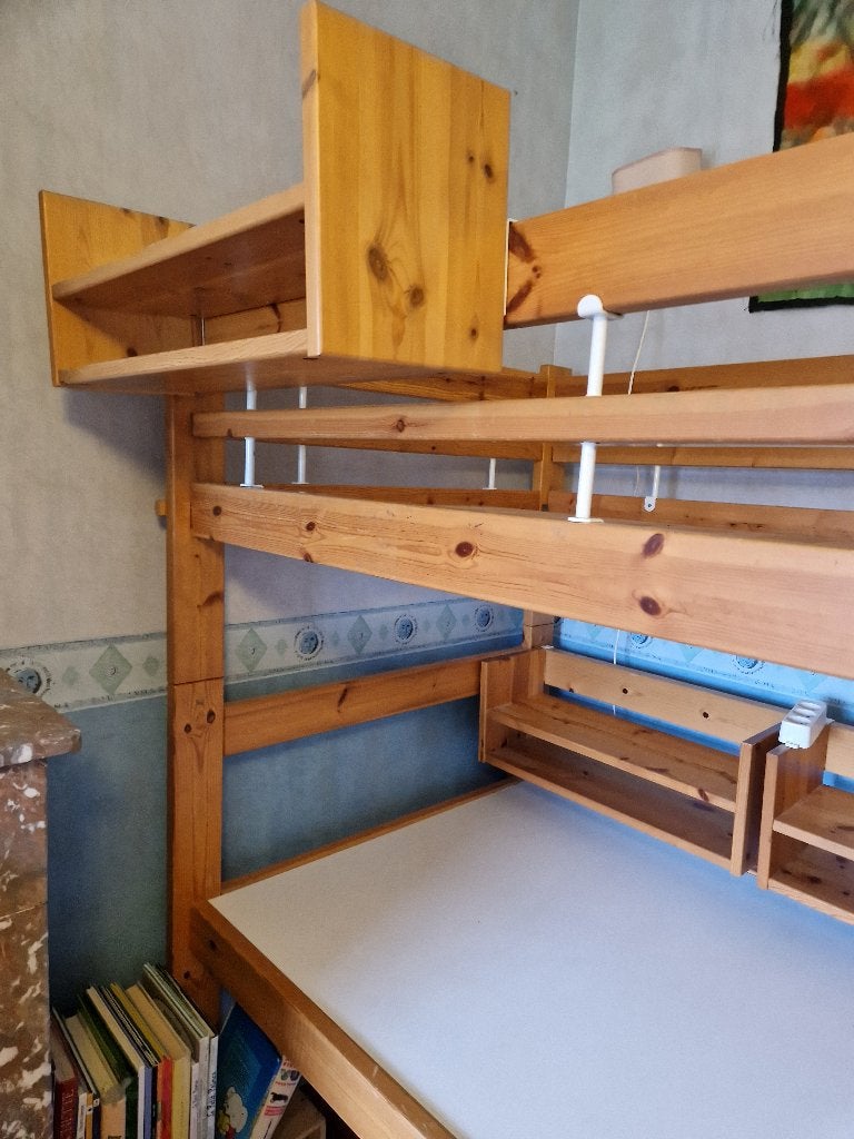 lit superposé + bureau, Une personne, Enlèvement, Utilisé, 120 cm