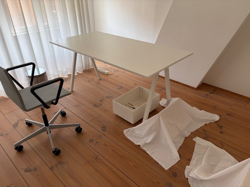 TROTTEN Bureau, wit, 160x80 cm, Huis en Inrichting, Ophalen, Demontabel, 160 cm, Metaal