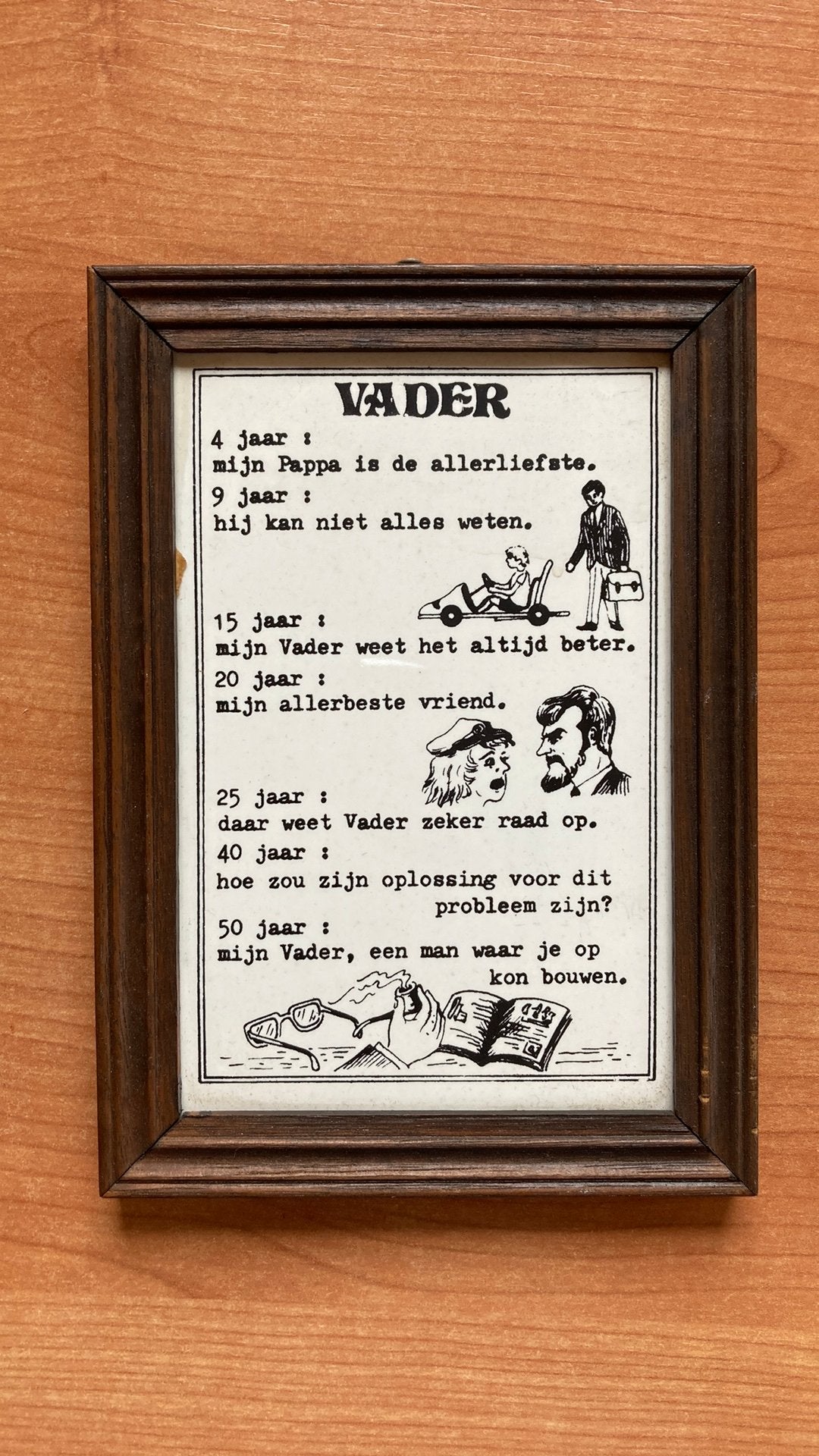 Kader Vader, Huis en Inrichting, Tekstbord, 17 cm, Emaille, Ophalen of Verzenden