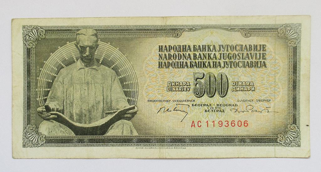 Yougoslavie 500 dinars 1970, Timbres & Monnaies, Envoi, Yougoslavie