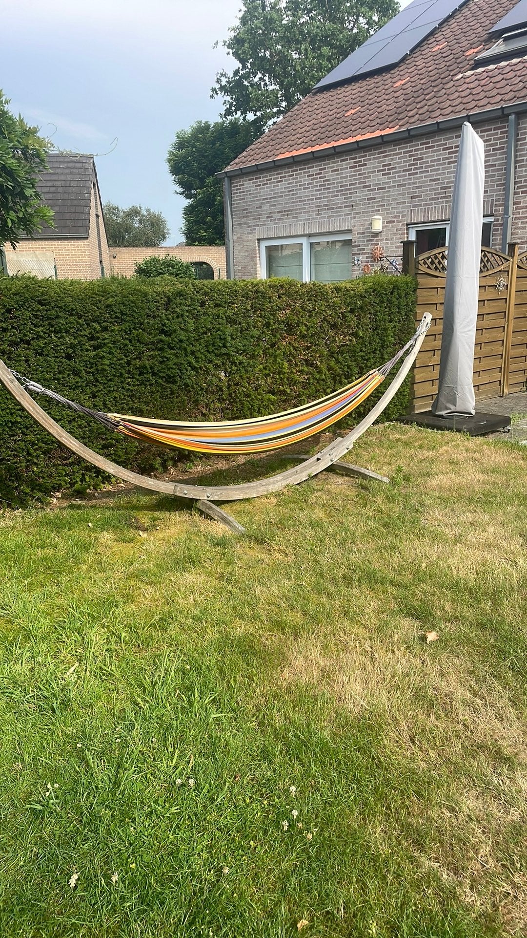 Hangmat uit Nicaragua met houten statief, Jardin & Terrasse, Hamacs, Une personne, Avec support, Enlèvement, Utilisé