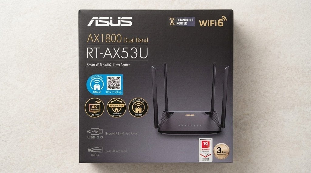 Routeur WiFi 6 bi-bande ASUS RT-AX53U (AX1800), Informatique & Logiciels, Enlèvement ou Envoi, Comme neuf, Routeur avec modem