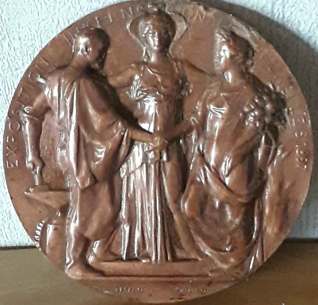 Tentoonstellingsmedaille van Brussel 1897, Ophalen of Verzenden, Brons