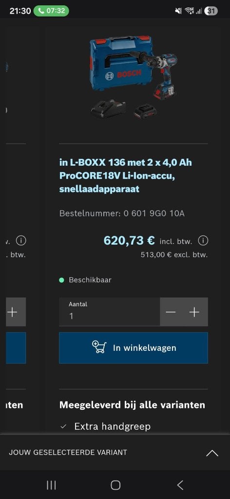 Bosch Accuschroefmachine met Box en 2 accu's, Ophalen, Nieuw, Boormachine, Variabele snelheid
