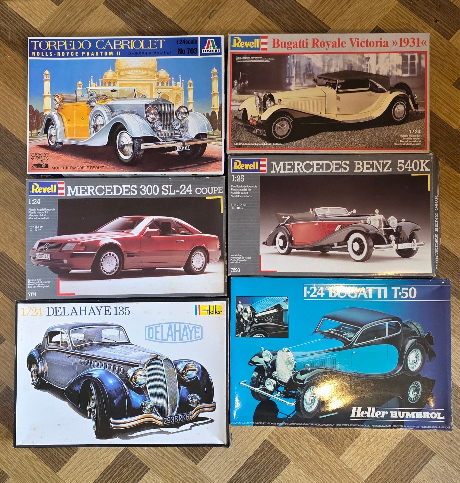 Lot modelbouw dozen 1/24 Mercedes , bugatti , Rolls Royce, Hobby en Vrije tijd, Ophalen of Verzenden