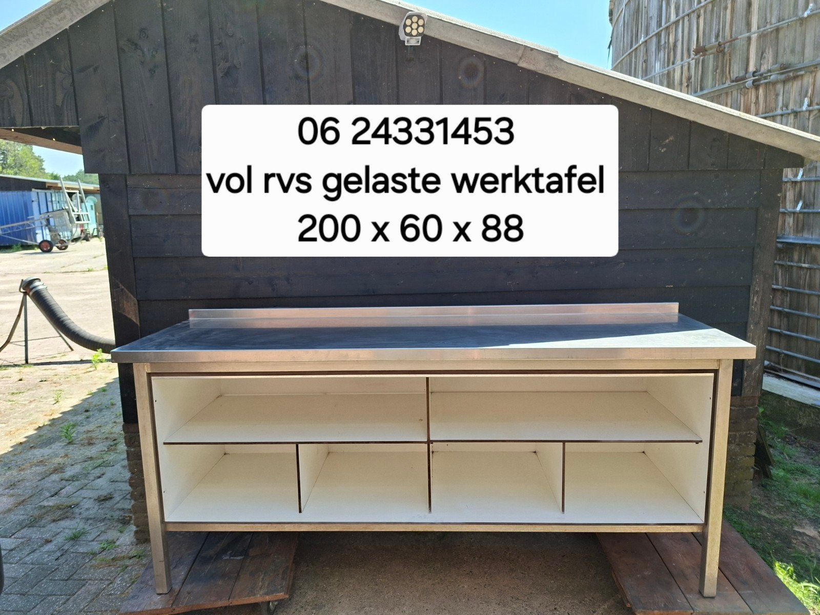 heavy duty rvs gelaste werktafel cq counter balie, Huis en Inrichting, Keuken | Keukenelementen, Ophalen, Zo goed als nieuw, 200 cm of meer