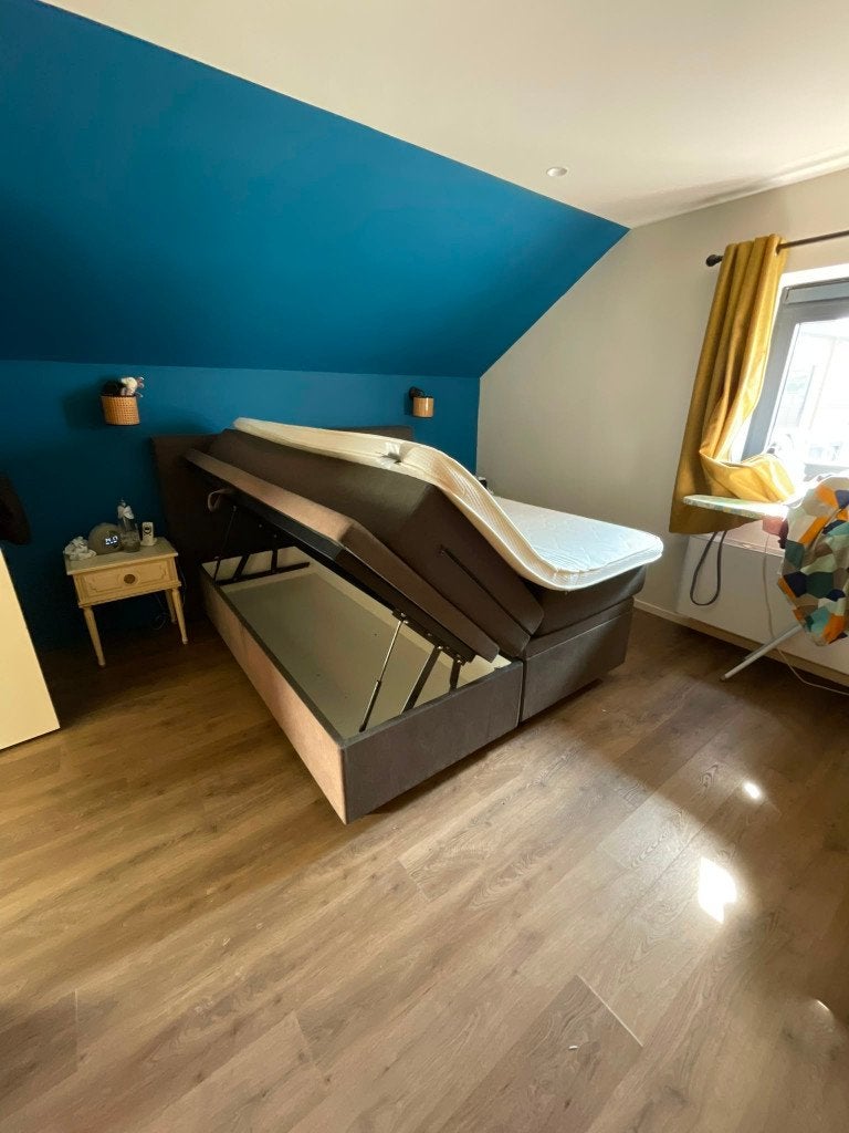 Boxspring met inbouwkasten, Ophalen, Gebruikt, Boxspring met kasten, Tweepersoons