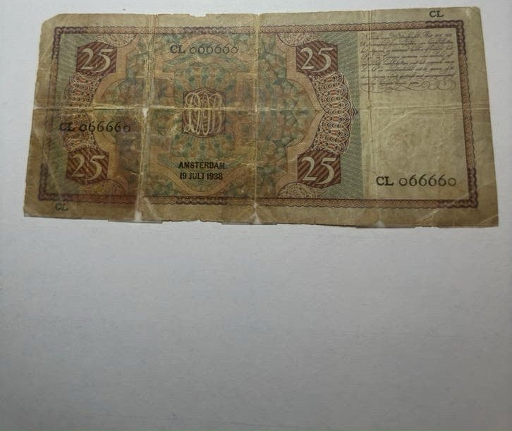 Nederland 25 Gulden 1938 Radar RARE Serial Nummer Bankbiljet, Postzegels en Munten, Bankbiljetten | Europa | Niet-Eurobiljetten