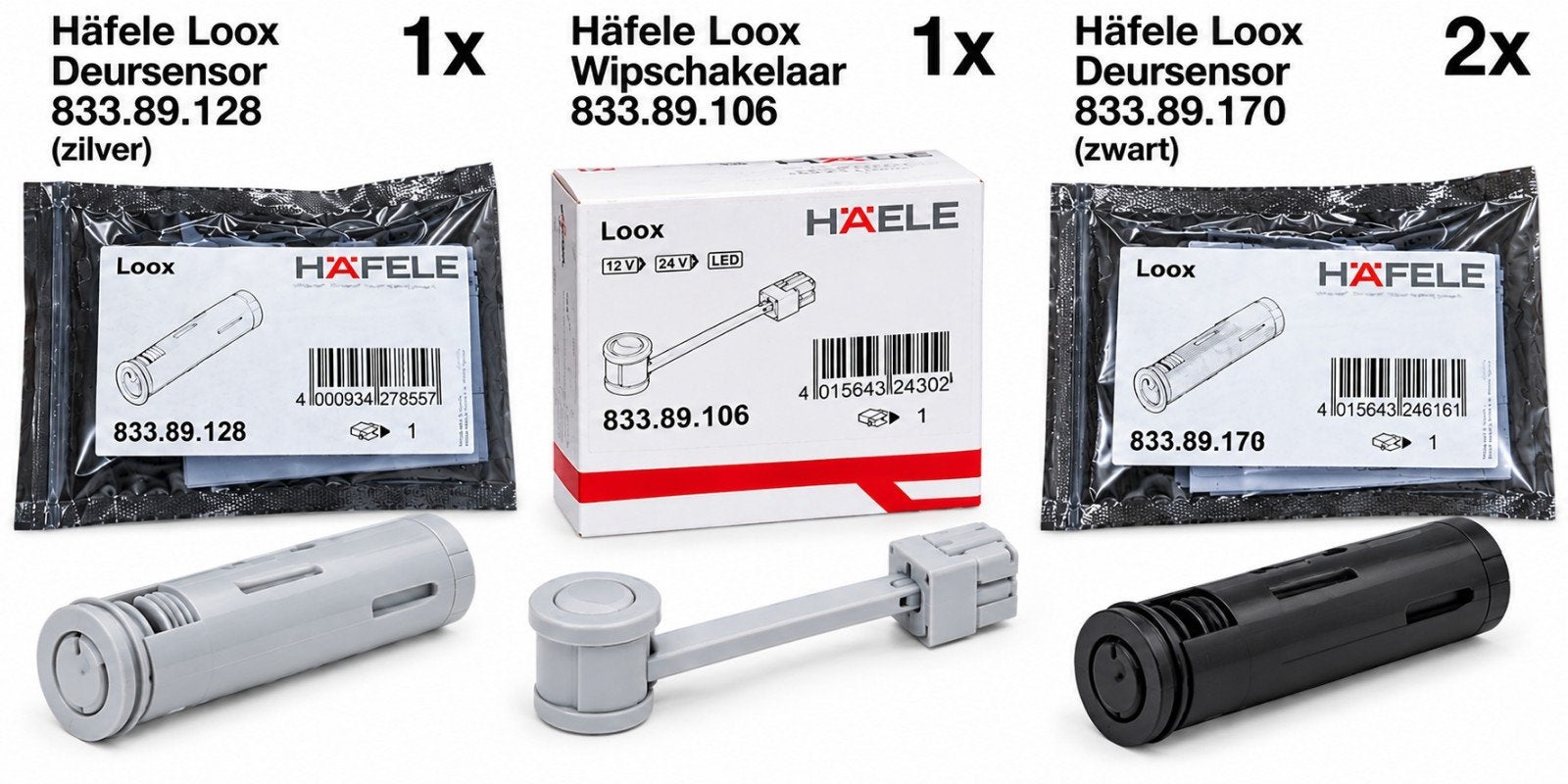 Kit Häfele Loox — 2 capteurs de porte 833.89.170 + capteur d, Bricolage & Construction, Enlèvement ou Envoi, Neuf, Autres marques